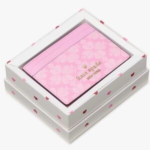 kate spade New York NWT Boxed Spade Flower Small Slim Card Case in Parisian Pink